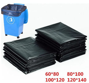 एचडीपीई सामग्री फ्लैट रीसाइक्टेबल कचरा बैग उभरा सतह काले रंग
