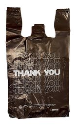 एचडीपीई सामग्री प्लास्टिक थैला, धन्यवाद टी-शर्ट बैग काले 18 माइक्रोन - प्रति मामले 500 बैग ले जाने के लिए धन्यवाद