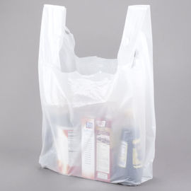 एचडीपीई सामग्री टी शर्ट शॉपिंग बैग बड़े सफेद रंग 13 &amp;quot;एक्स 10&amp;quot; एक्स 23 &amp;quot;