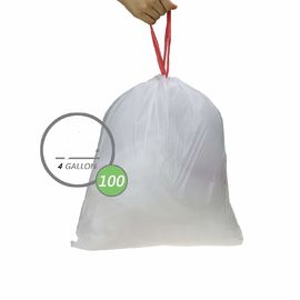 रोल्ड ड्रॉस्ट्रिंग रसोई कचरा बैग, एचडीपी ट्रैश बैग सफेद रंग