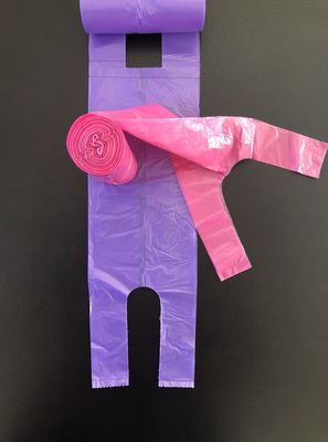 रोल ऑफिस और घरेलू उपयोग, गुलाबी और बैंगनी, टेबल ट्रैश कैन पर टी शर्ट शॉपिंग बैग