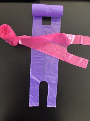 रोल ऑफिस और घरेलू उपयोग, गुलाबी और बैंगनी, टेबल ट्रैश कैन पर टी शर्ट शॉपिंग बैग